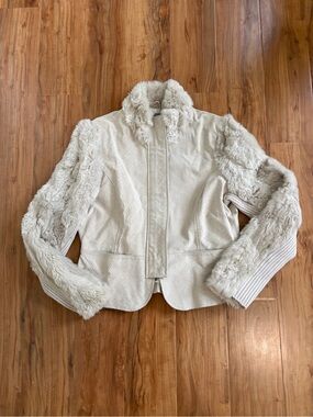 VTG Lucirit Taupe Rabbit Fur and Suede Leather Jacket